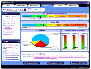 Software dell'Adipometro Bodymetrix  BX2000 : una misura di precisione della percentuale di grasso corporeo e dei fattori di  rischio 
Click per ingrandire